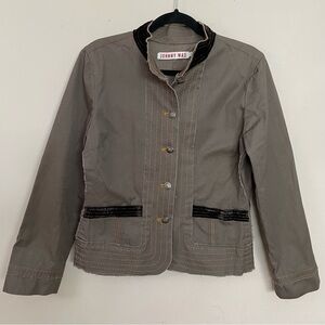 Women's JOHNNY WAS Drab MILITARY Utility COTTON Velvet Trim JACKET  L